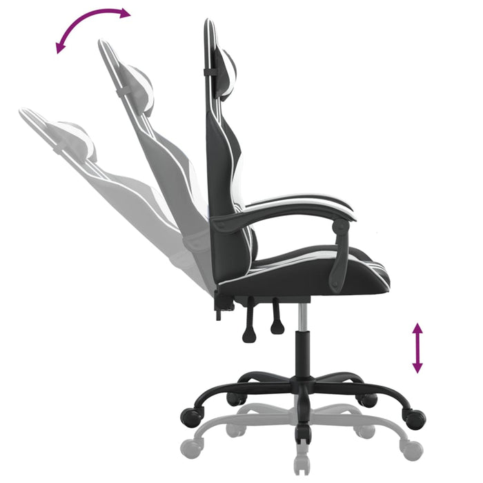 Scaun de gaming pivotant, negru și alb, piele ecologică - WALTI WALTI