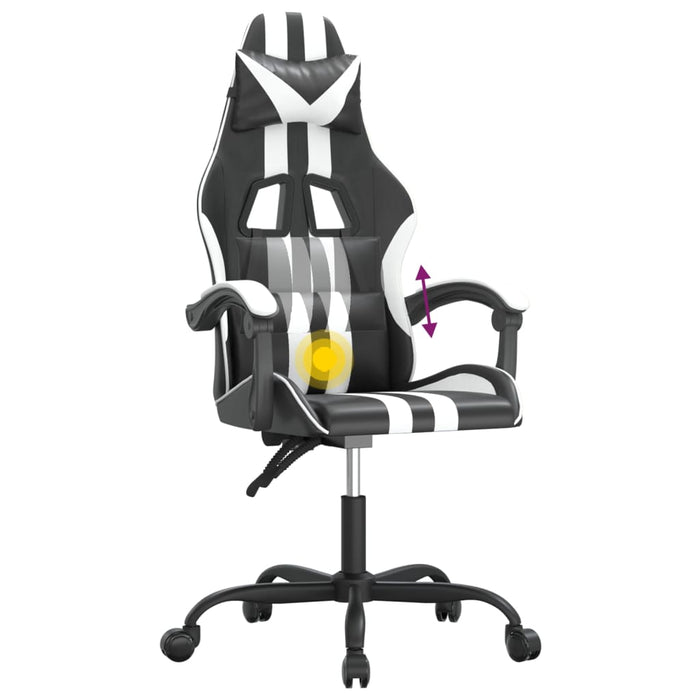 Scaun de gaming pivotant, negru și alb, piele ecologică - WALTI WALTI