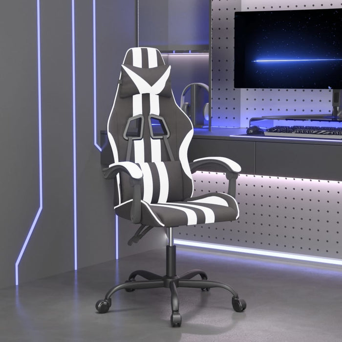 Scaun de gaming pivotant, negru și alb, piele ecologică - WALTI WALTI