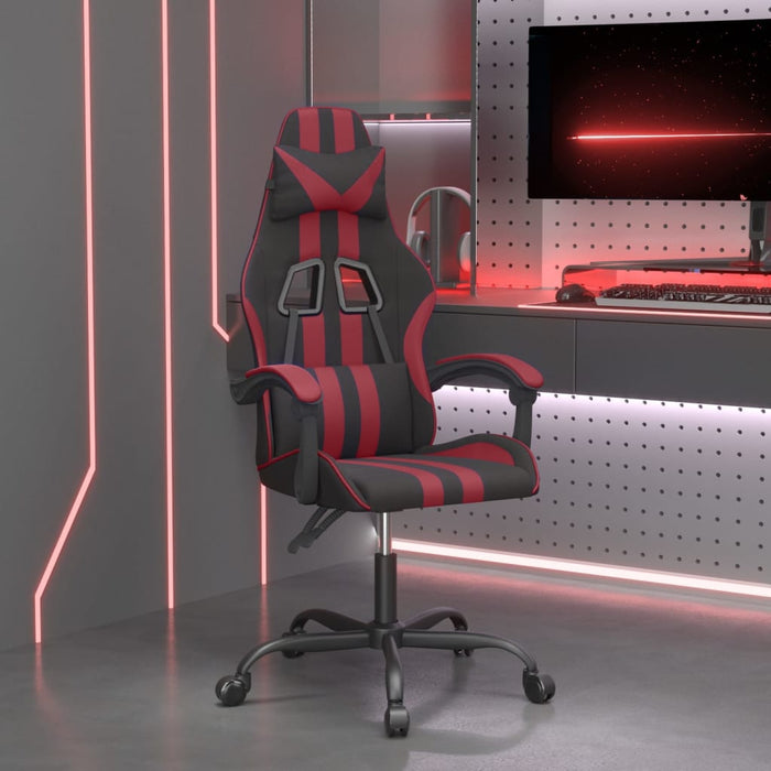Scaun de gaming pivotant, negru și roșu vin, piele ecologică - WALTI WALTI