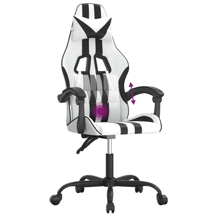 Scaun de gaming pivotant, alb și negru, piele ecologică - WALTI WALTI
