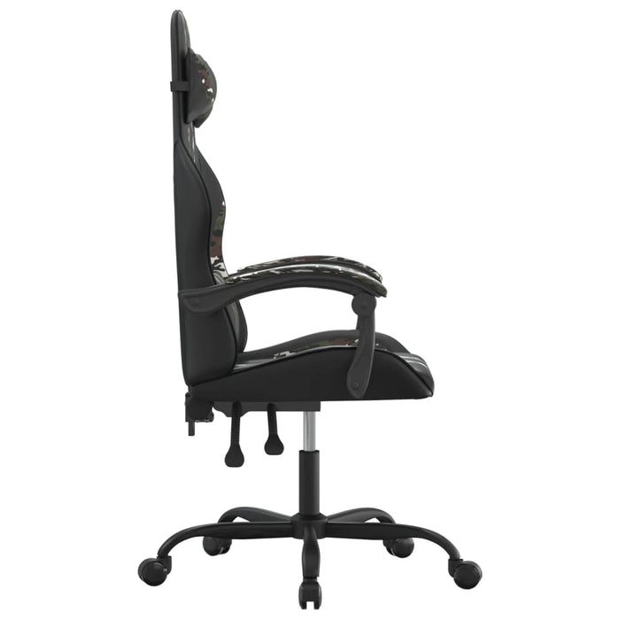 Scaun de gaming pivotant, negru și camuflaj, piele ecologică - WALTI WALTI