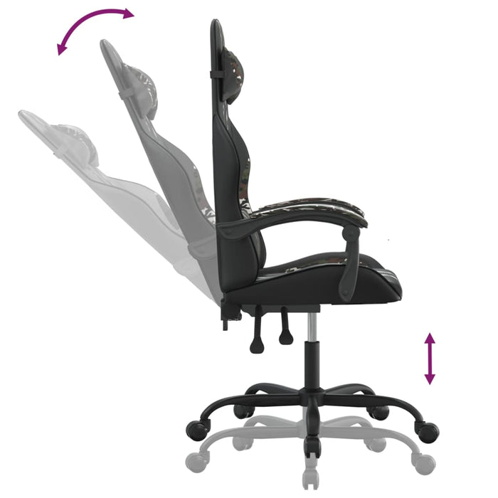 Scaun de gaming pivotant, negru și camuflaj, piele ecologică - WALTI WALTI