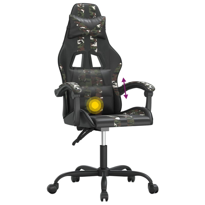 Scaun de gaming pivotant, negru și camuflaj, piele ecologică - WALTI WALTI