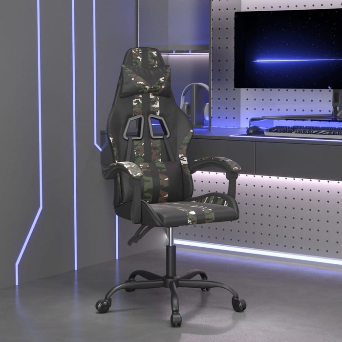 Scaun de gaming pivotant, negru și camuflaj, piele ecologică - WALTI WALTI
