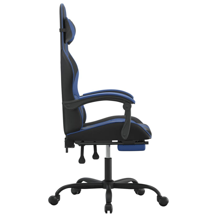 Scaun gaming pivotant/suport picioare negru/albastru piele eco - WALTI WALTI