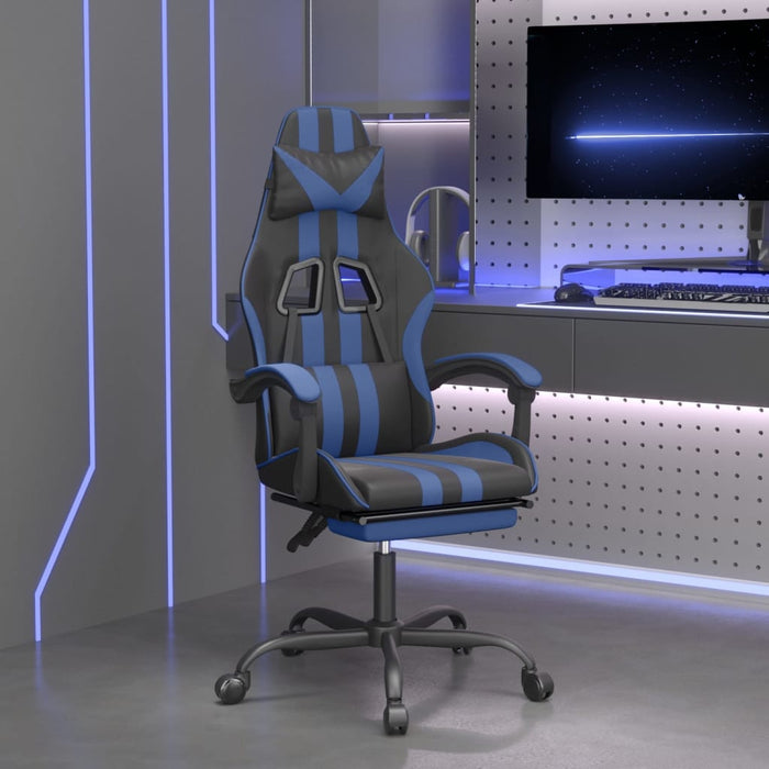 Scaun gaming pivotant/suport picioare negru/albastru piele eco - WALTI WALTI