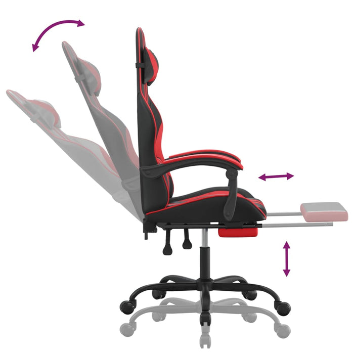 Scaun de gaming pivotant/suport picioare negru/roșu piele eco - WALTI WALTI