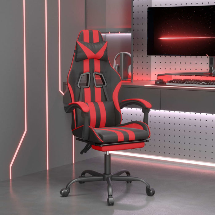 Scaun de gaming pivotant/suport picioare negru/roșu piele eco - WALTI WALTI