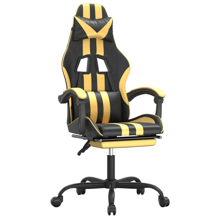 Scaun de gaming pivotant/suport picioare negru/auriu piele eco - WALTI WALTI
