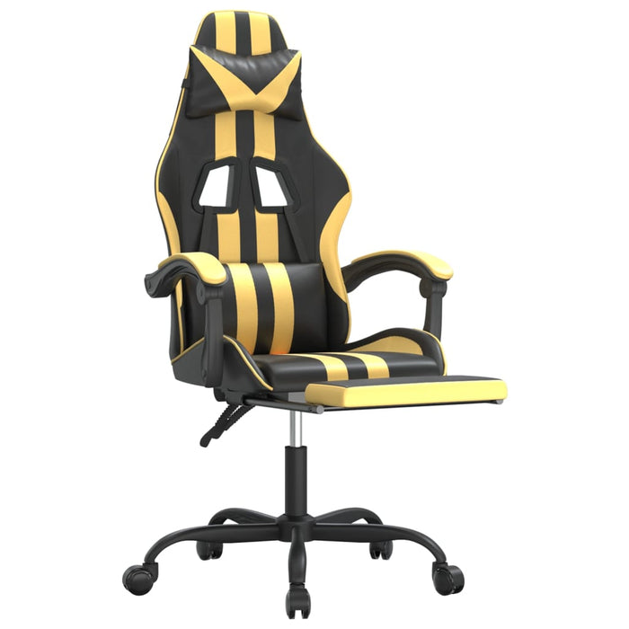 Scaun de gaming pivotant/suport picioare negru/auriu piele eco - WALTI WALTI