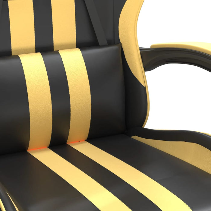 Scaun de gaming pivotant/suport picioare negru/auriu piele eco - WALTI WALTI