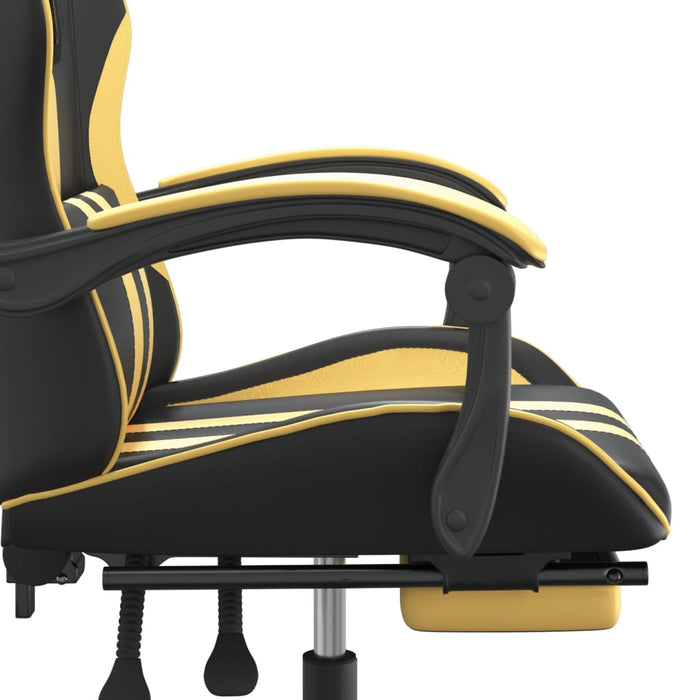 Scaun de gaming pivotant/suport picioare negru/auriu piele eco - WALTI WALTI