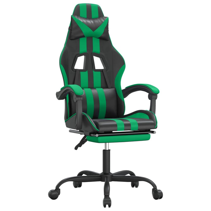 Scaun de gaming pivotant/suport picioare negru/verde piele eco - WALTI WALTI