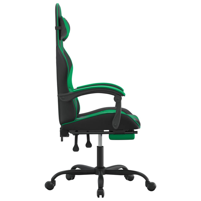 Scaun de gaming pivotant/suport picioare negru/verde piele eco - WALTI WALTI