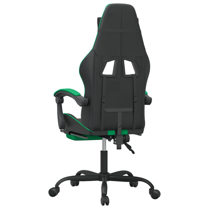 Scaun de gaming pivotant/suport picioare negru/verde piele eco - WALTI WALTI