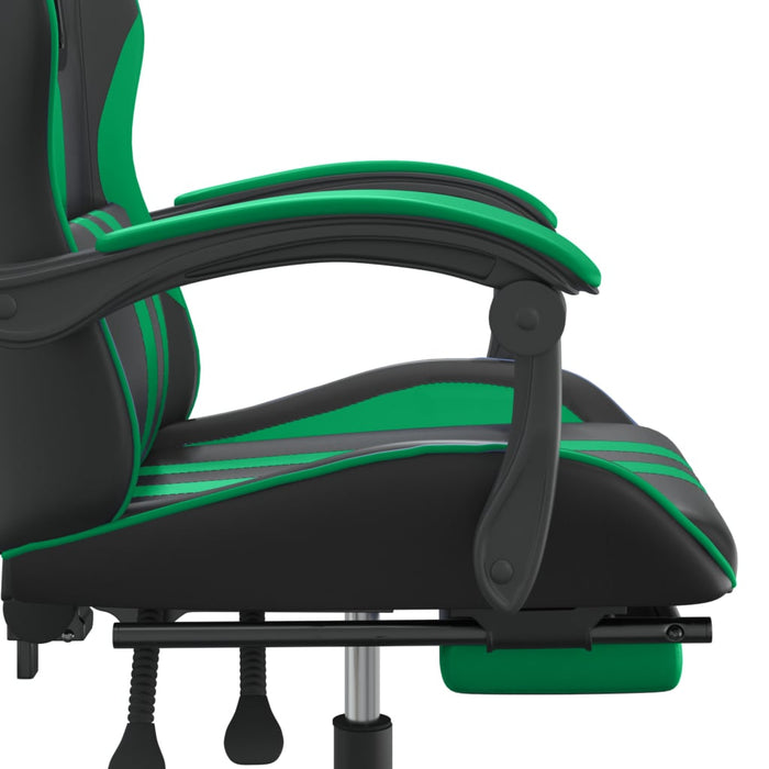 Scaun de gaming pivotant/suport picioare negru/verde piele eco - WALTI WALTI