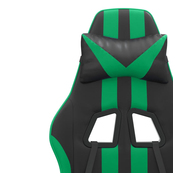 Scaun de gaming pivotant/suport picioare negru/verde piele eco - WALTI WALTI