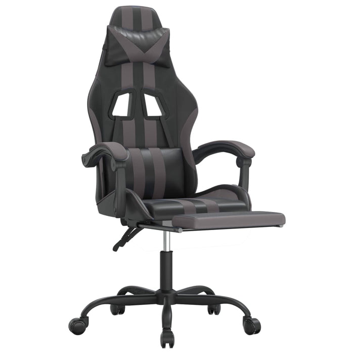 Scaun de gaming pivotant/suport picioare negru/gri piele eco - WALTI WALTI