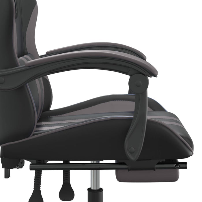 Scaun de gaming pivotant/suport picioare negru/gri piele eco - WALTI WALTI