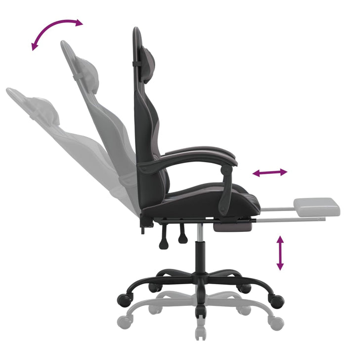 Scaun de gaming pivotant/suport picioare negru/gri piele eco - WALTI WALTI
