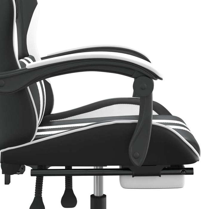 Scaun gaming pivotant/suport picioare negru/alb piele eco - WALTI WALTI