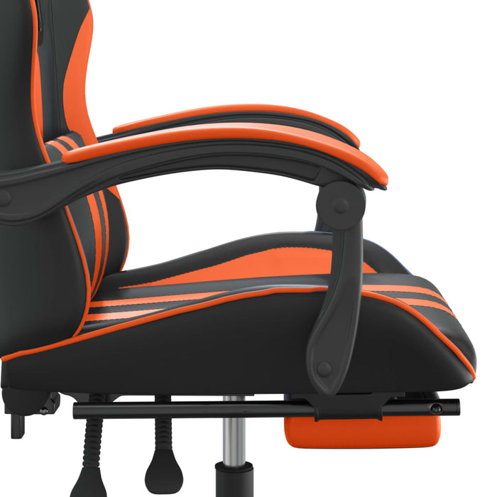 Scaun de gaming pivotant/suport picioare negru/oranj piele eco - WALTI WALTI