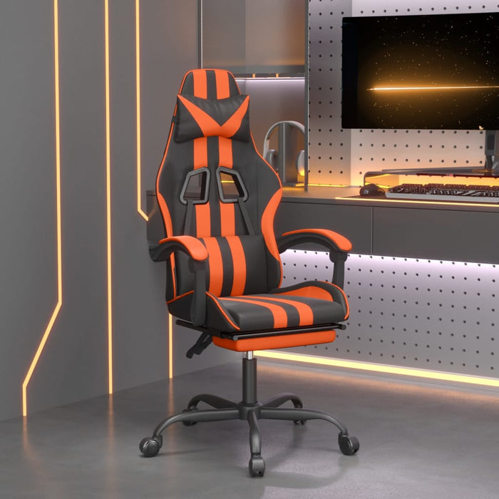 Scaun de gaming pivotant/suport picioare negru/oranj piele eco - WALTI WALTI