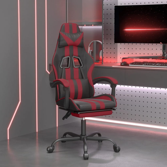 Scaun gaming pivotant/suport picioare negru/roșu vin piele eco - WALTI WALTI