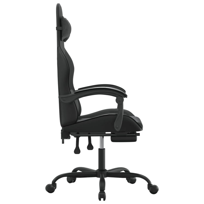 Scaun de gaming pivotant/suport picioare negru piele ecologică - WALTI WALTI