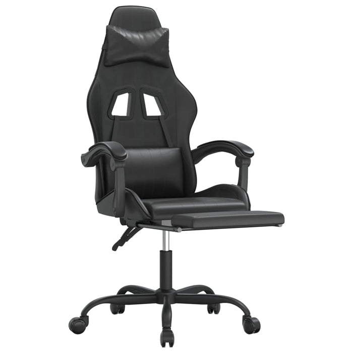 Scaun de gaming pivotant/suport picioare negru piele ecologică - WALTI WALTI