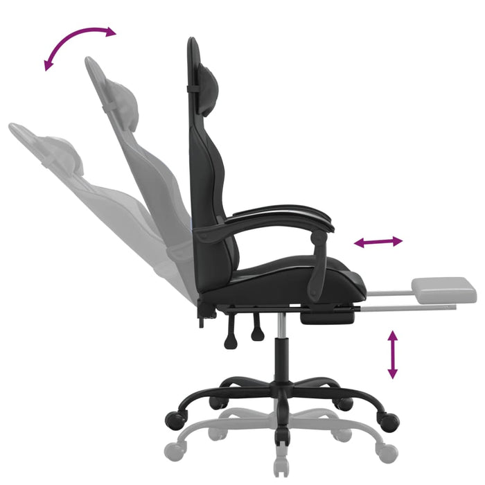 Scaun de gaming pivotant/suport picioare negru piele ecologică - WALTI WALTI