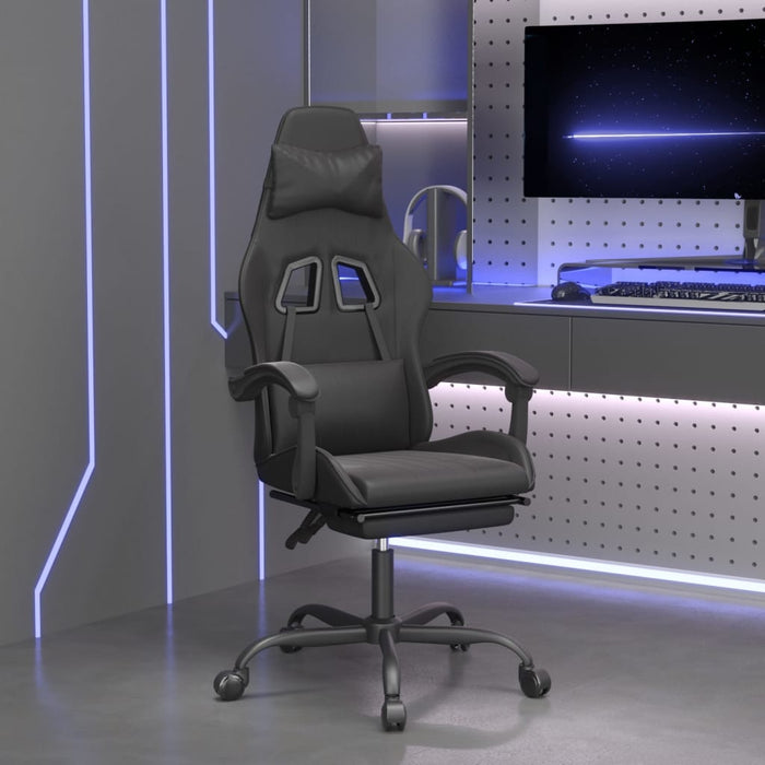 Scaun de gaming pivotant/suport picioare negru piele ecologică - WALTI WALTI