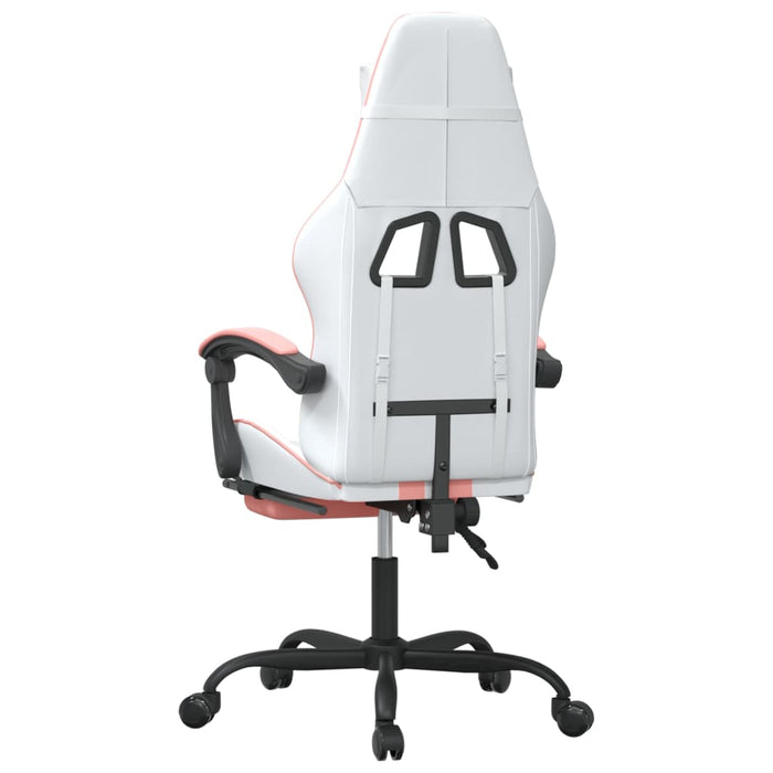 Scaun de gaming pivotant cu suport picioare alb&roz piele eco - WALTI WALTI