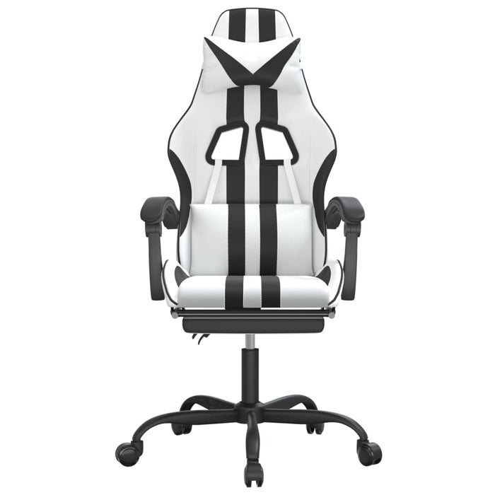 Scaun de gaming pivotant cu suport picioare alb&negru piele eco - WALTI WALTI