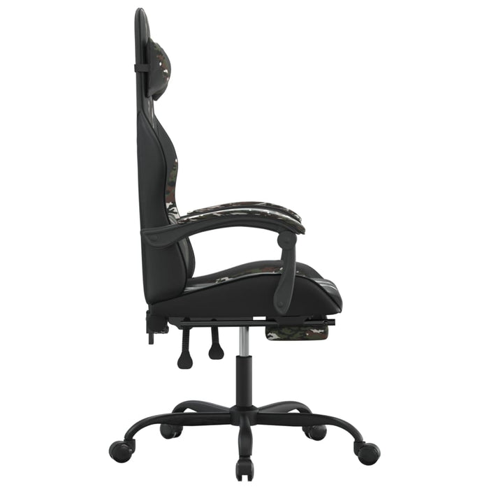 Scaun de gaming cu suport picioare negru/camuflaj piele eco - WALTI WALTI