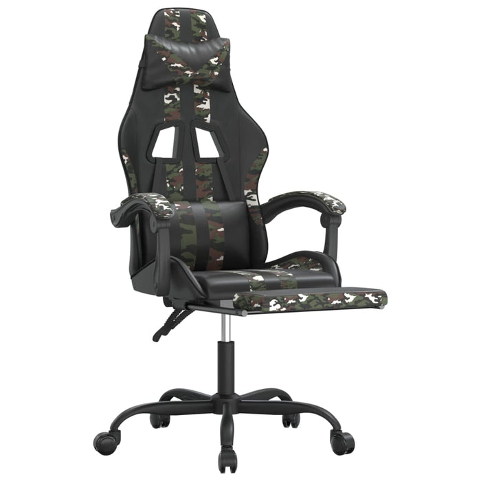 Scaun de gaming cu suport picioare negru/camuflaj piele eco - WALTI WALTI