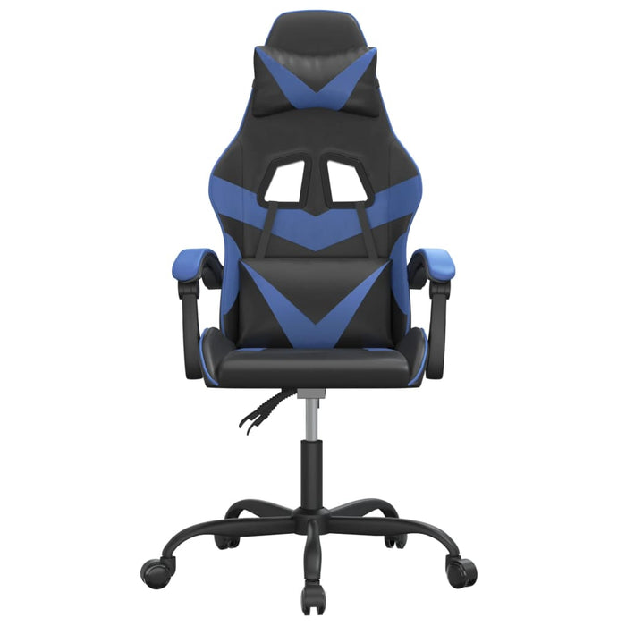 Scaun de gaming pivotant, negru și albastru, piele ecologică WALTI