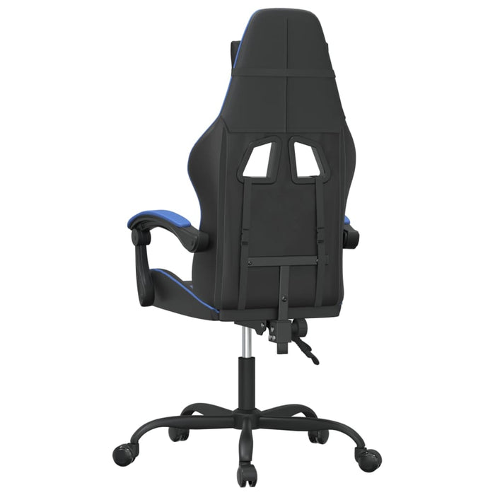 Scaun de gaming pivotant, negru și albastru, piele ecologică WALTI