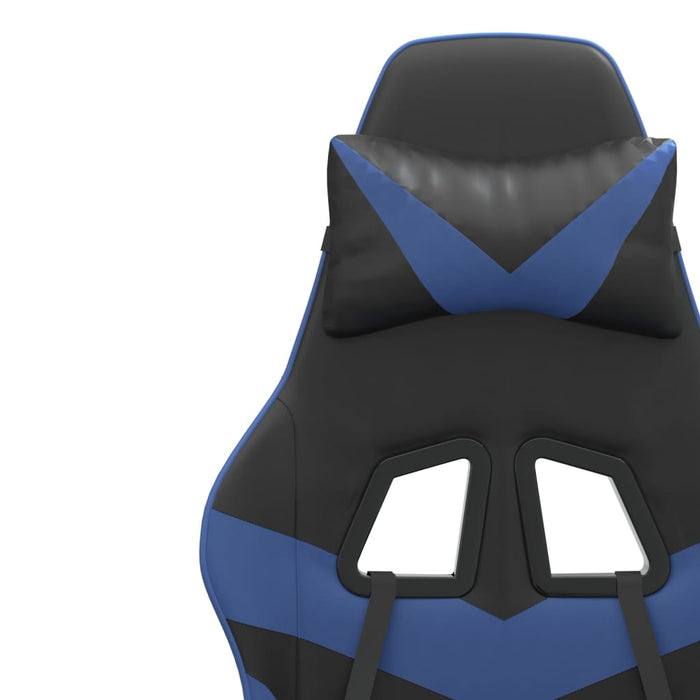 Scaun de gaming pivotant, negru și albastru, piele ecologică WALTI