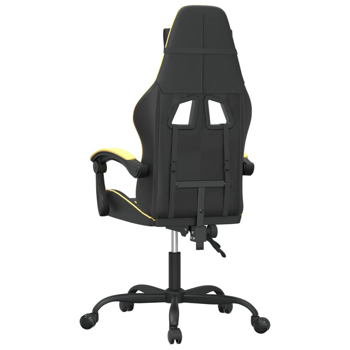 Scaun de gaming pivotant, negru și auriu, piele ecologică WALTI