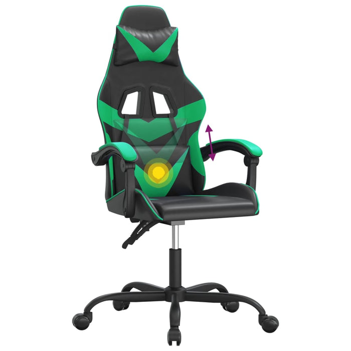 Scaun de gaming pivotant, negru și verde, piele ecologică - WALTI WALTI