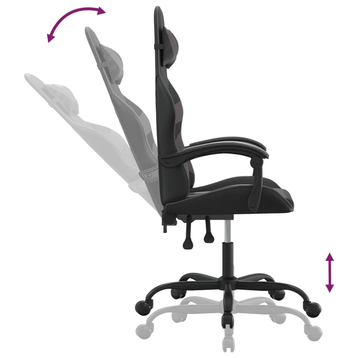 Scaun de gaming pivotant, negru și gri, piele ecologică - WALTI WALTI