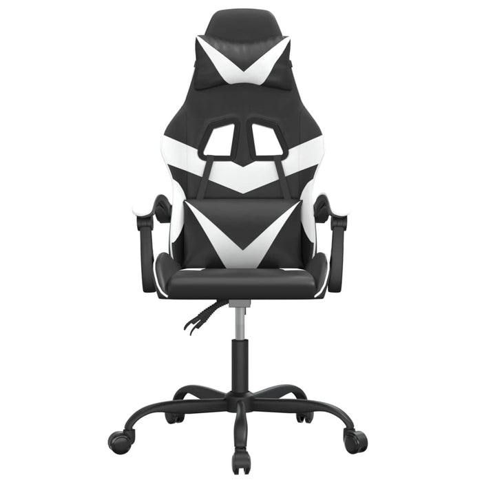 Scaun de gaming pivotant, negru și alb, piele ecologică WALTI