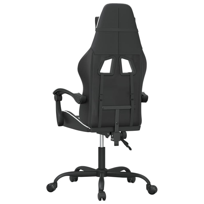 Scaun de gaming pivotant, negru și alb, piele ecologică WALTI