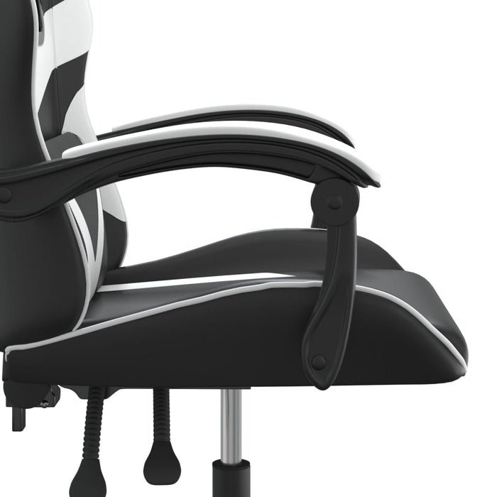Scaun de gaming pivotant, negru și alb, piele ecologică WALTI