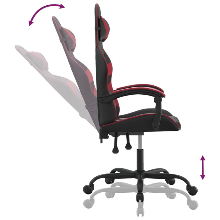 Scaun de gaming pivotant, negru și roșu vin, piele ecologică - WALTI WALTI