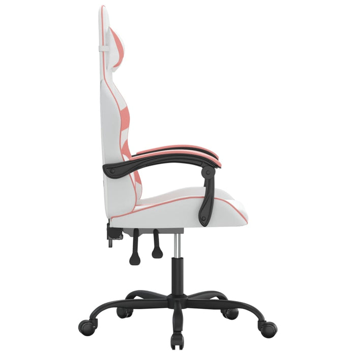 Scaun de gaming pivotant, alb și roz, piele ecologică - WALTI WALTI