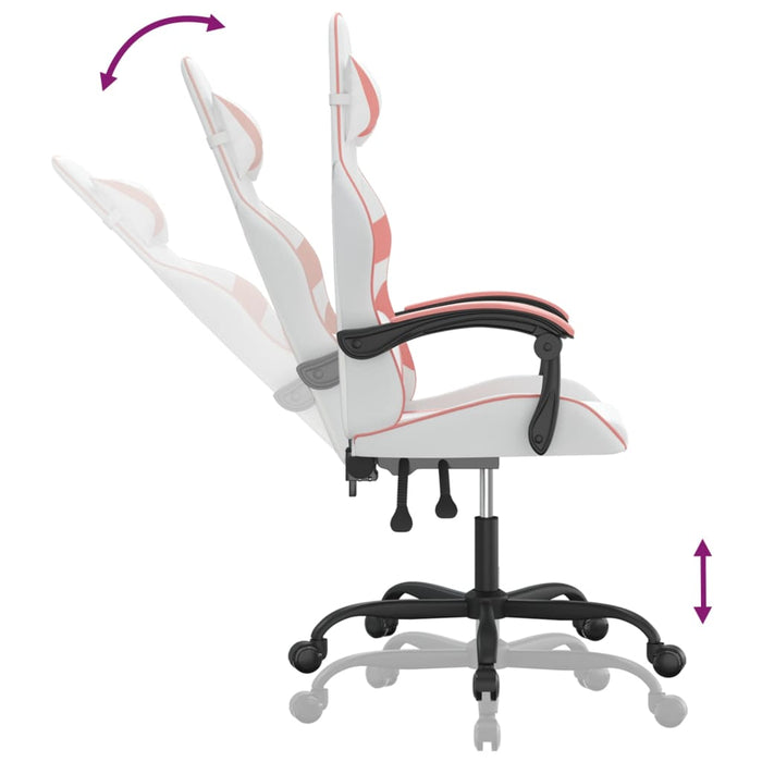 Scaun de gaming pivotant, alb și roz, piele ecologică - WALTI WALTI
