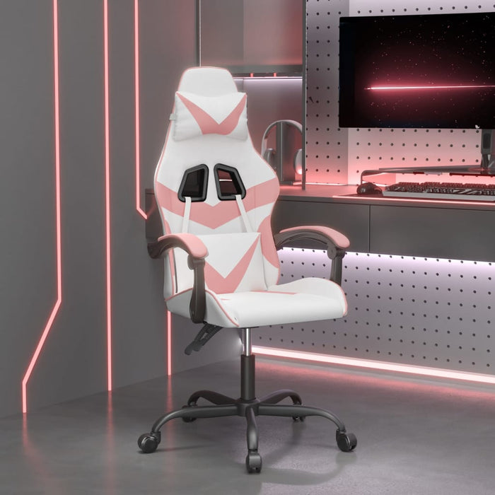Scaun de gaming pivotant, alb și roz, piele ecologică - WALTI WALTI